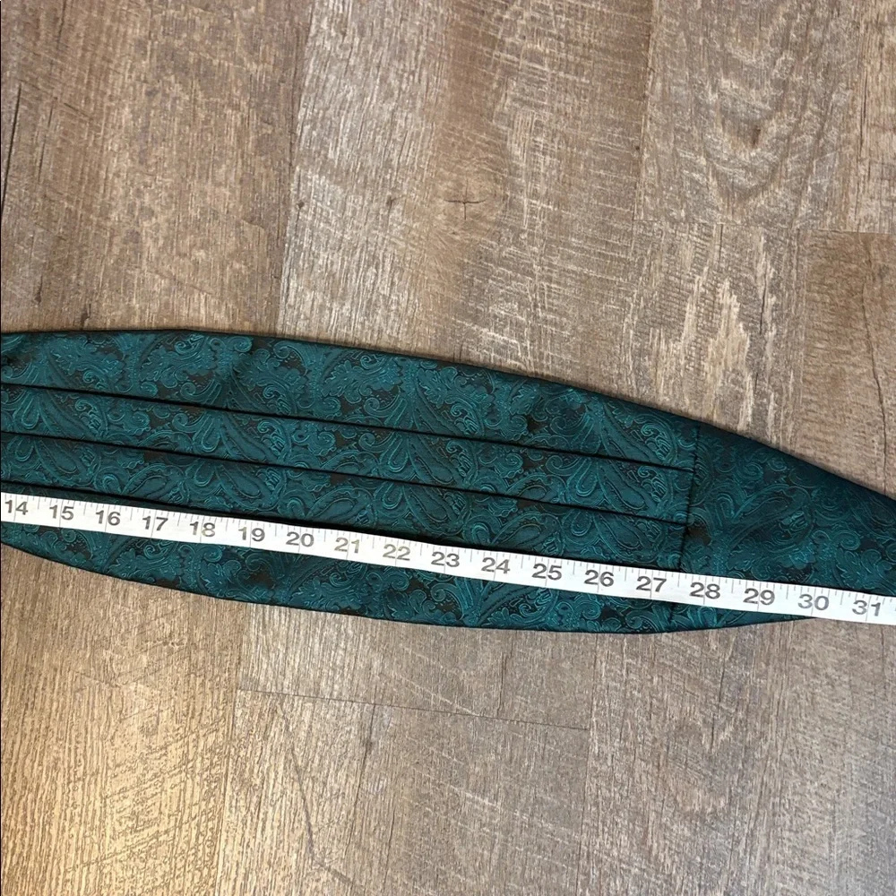 Alizeal Green Black Jacquard Paisley Cummerbund with Pocket Square OS